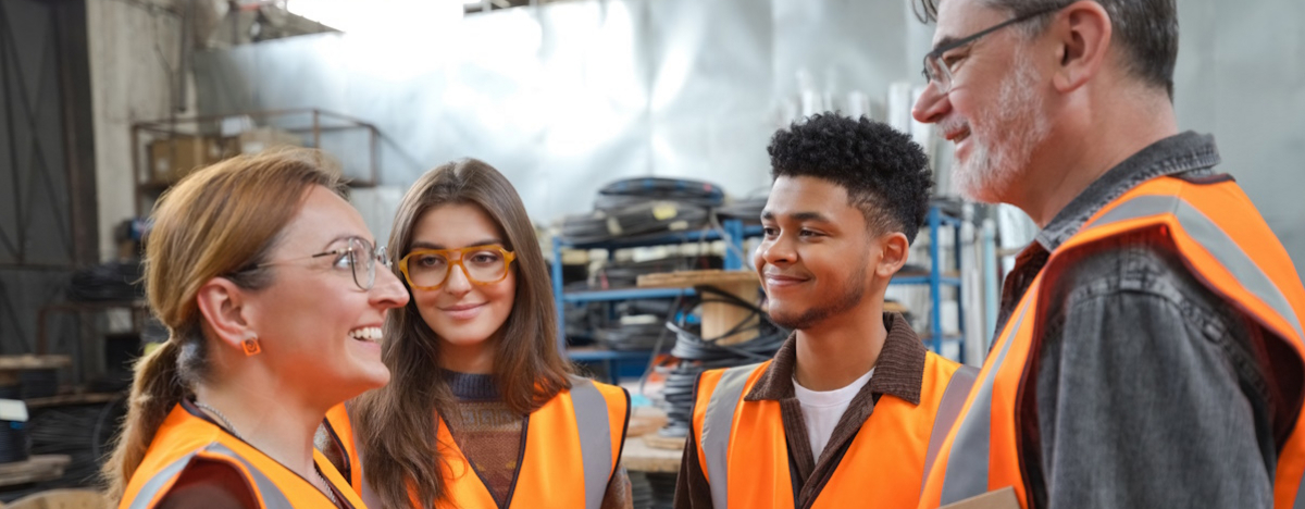 Jungen und M&auml;dchen hospitieren in einem Betrieb